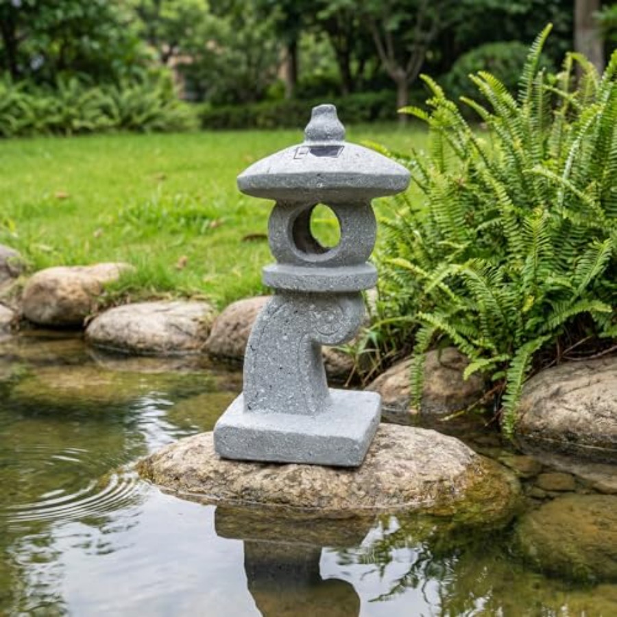 Outdoor Zen Lighting - Patung Pagoda Zen Bertenaga Surya 14''