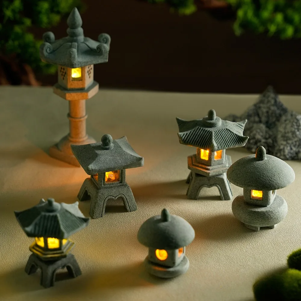 Outdoor Zen Lighting - Patung Taman Lampu Lentera Pagoda Mini