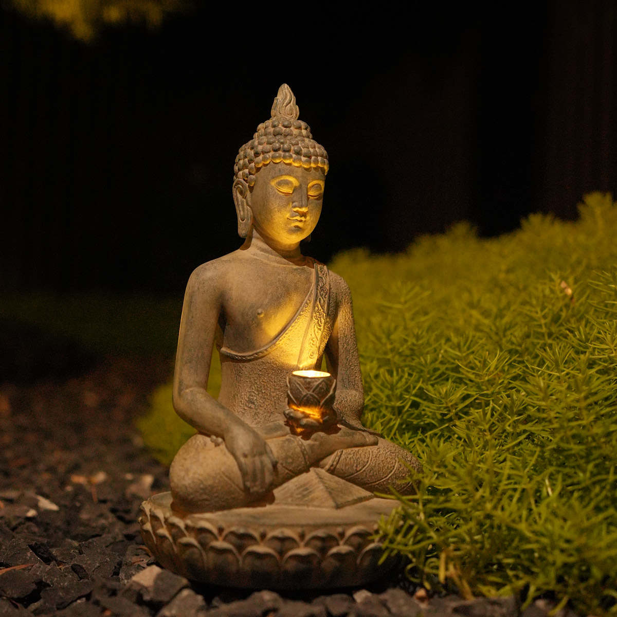 Outdoor Zen Lighting - Patung Buddha Bertenaga Surya Terinspirasi Zen