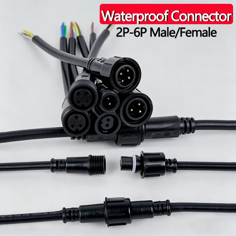 Outdoor Lighting Cable - Set Konektor Kabel Tahan Air 2/3/4/5/6Pin