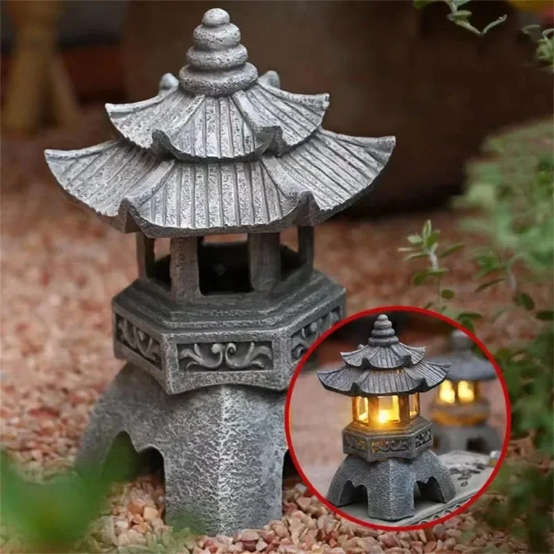 Outdoor Zen Lighting - Lentera Pagoda Jepang Tenaga Surya Tahan