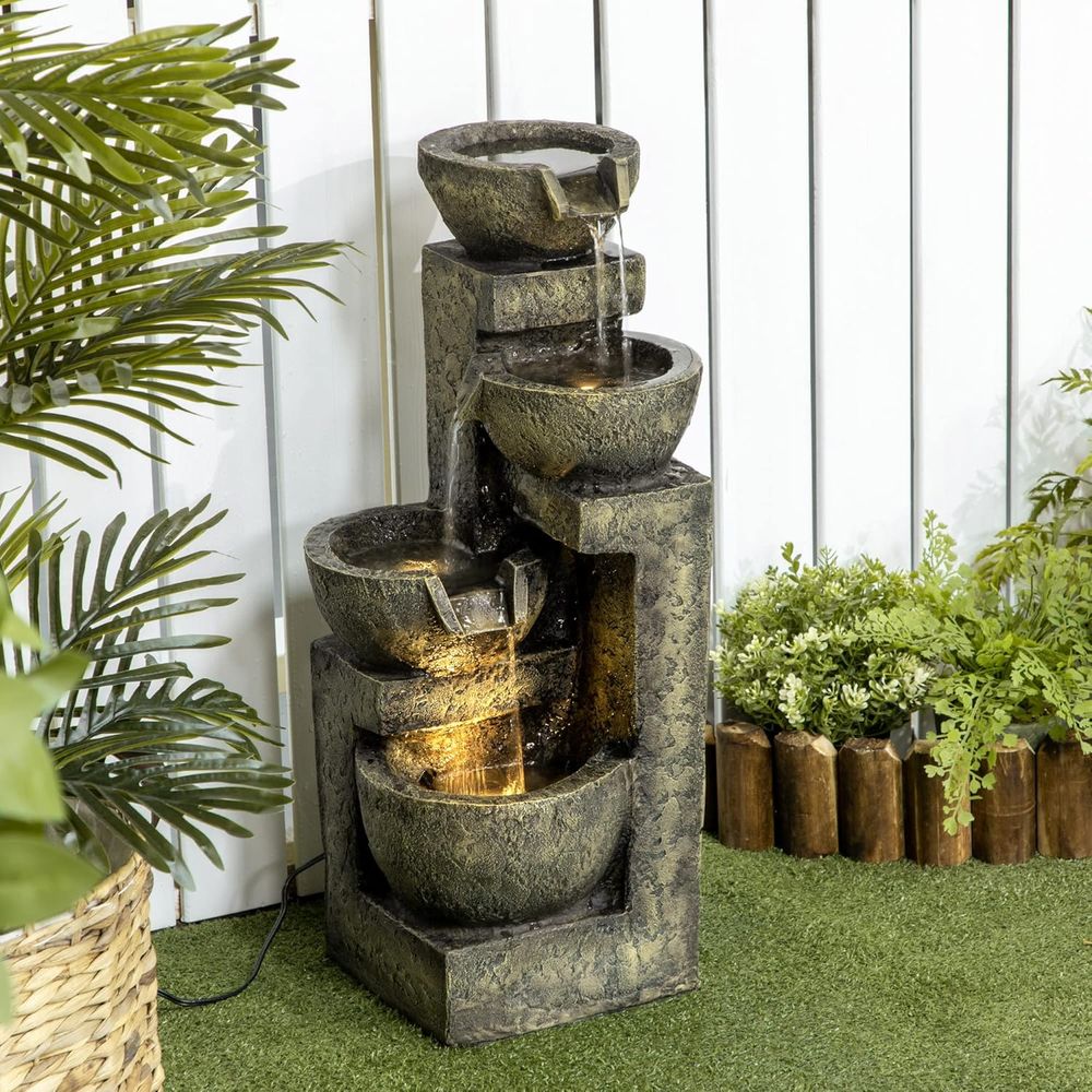 Outdoor Zen Lighting - Air Terjun Batu 4 Tingkat dengan