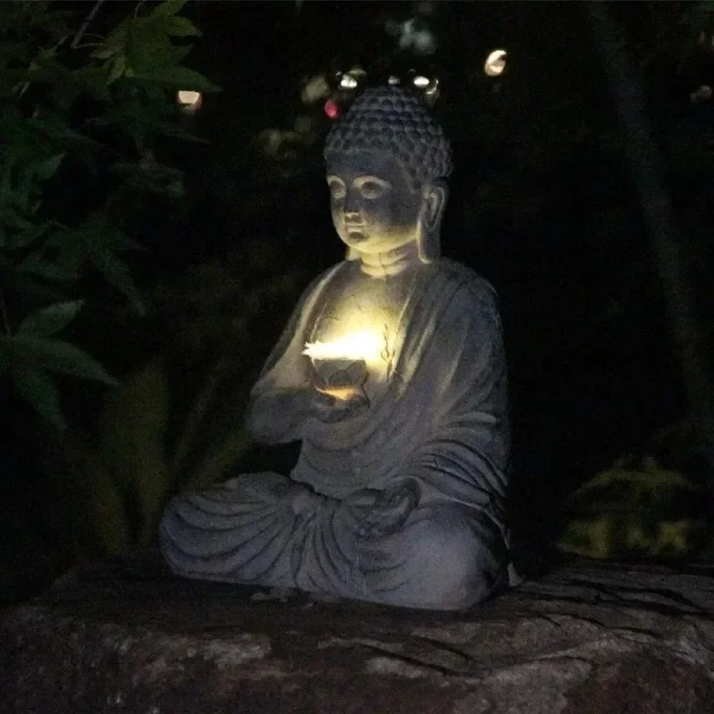 Patung Buddha Resin Lampu LED  - Outdoor Zen Lighting ulasan dan harga