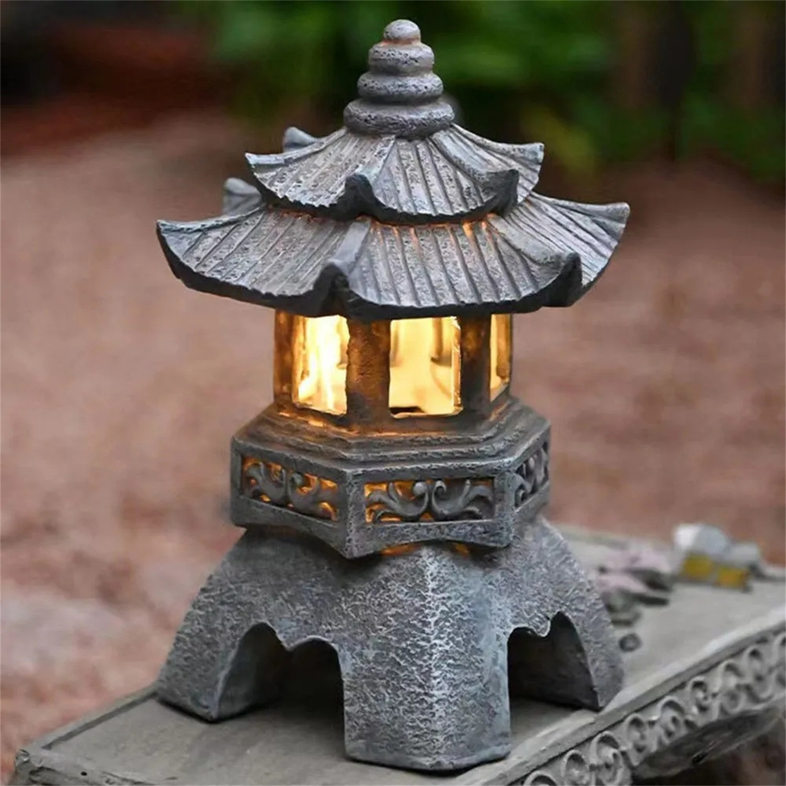 Pagoda patung tenaga surya lua - Outdoor Zen Lighting ulasan dan harga