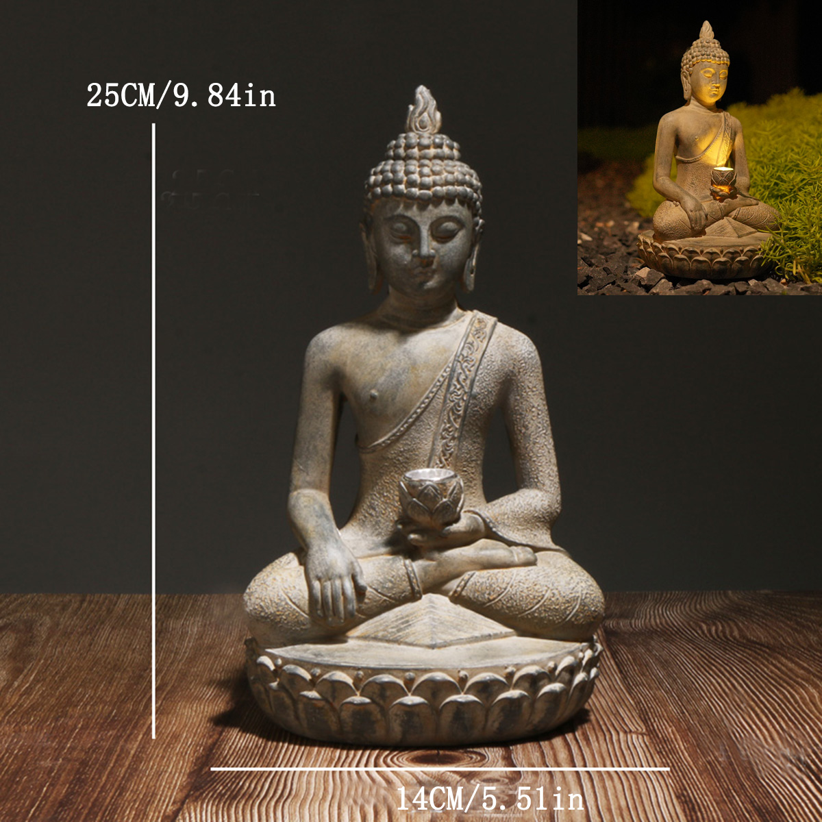 Patung Buddha Bertenaga Surya  - Outdoor Zen Lighting ulasan dan harga