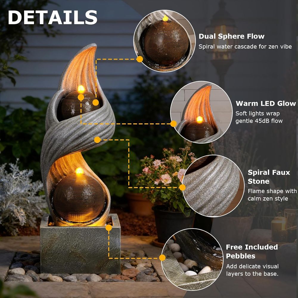 Air mancur air spiral besar 42 - Outdoor Zen Lighting ulasan dan harga
